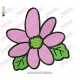 Pink Flower with Leaf Embroidery Design